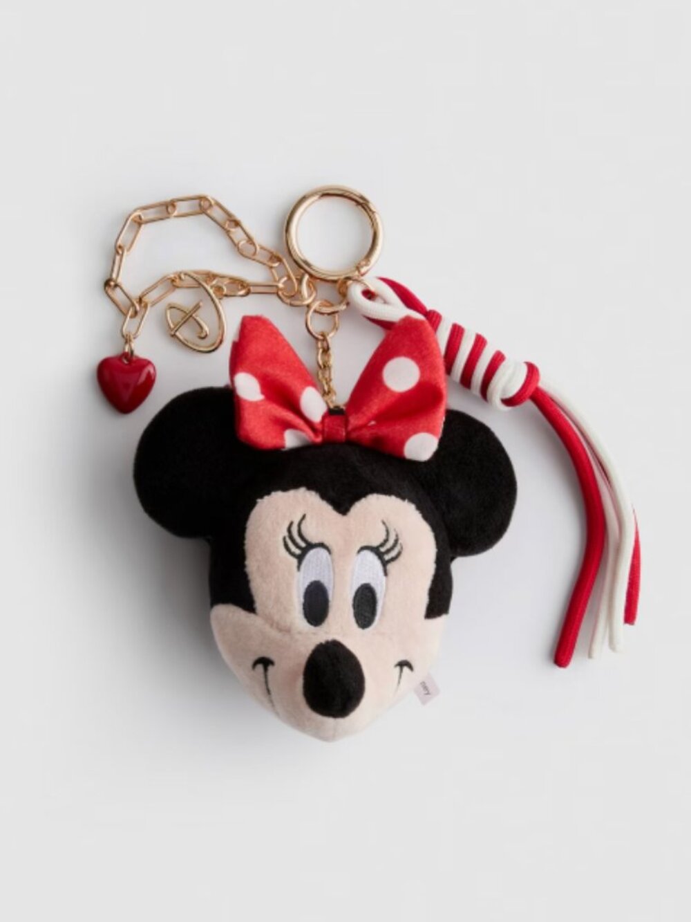 Disney Minnie Mouse Bag Charm Keychain Gold Red White Charms Plush